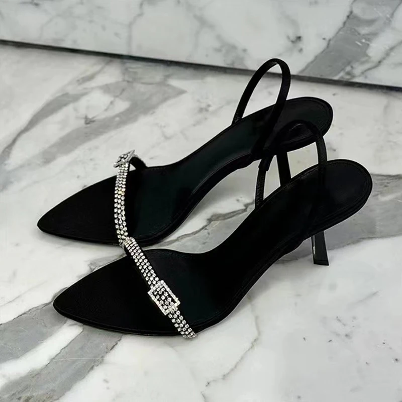 Новинка 2024 летние пикантные сандалии с открытым носком и пряжкой на одной линии