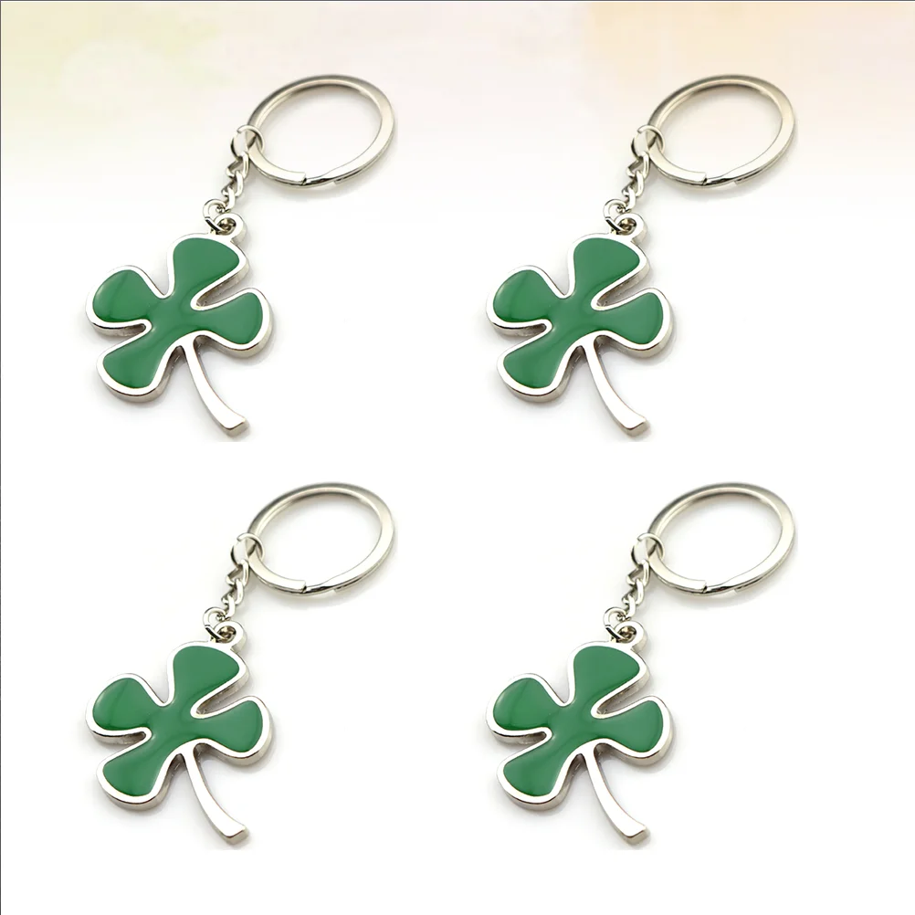 

Keychain Leaf Four Gifts Women Pendant Shamrock Men Accessories Souvenir Car Keyring Charm Key Ring Green Decor