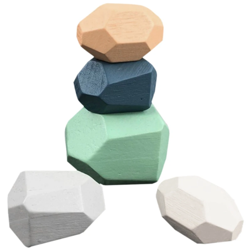 

Children Wooden Colored Stone Blocks Building Block Educational Toy Stacking Block Game Rainbow Wooden Children Toy