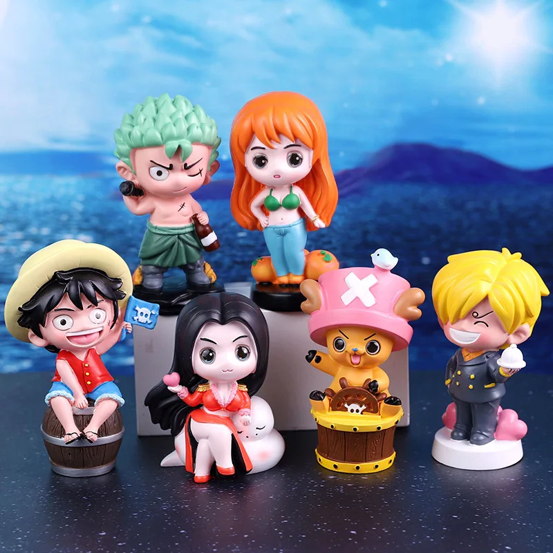 

6pcs One Piece Figure Anime Luffy Roronoa Zoro Cute Anime Cartoon Action Figuras Collection Model Toys Kawaii for Children Kid