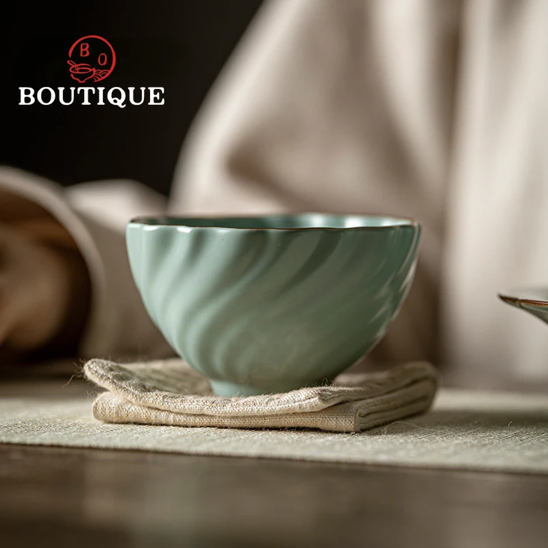 Бутик ручной работы Ru печь керамическая белая чайная чаша Лазурная фарфоровая