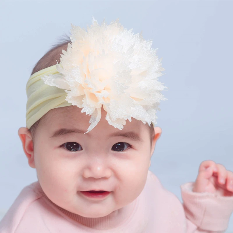 

Baby Hair Accessories Nylon Headdress Flower Children's Hair Band Infant Soft Turban Headband Newborn Baby Girl Headwrap