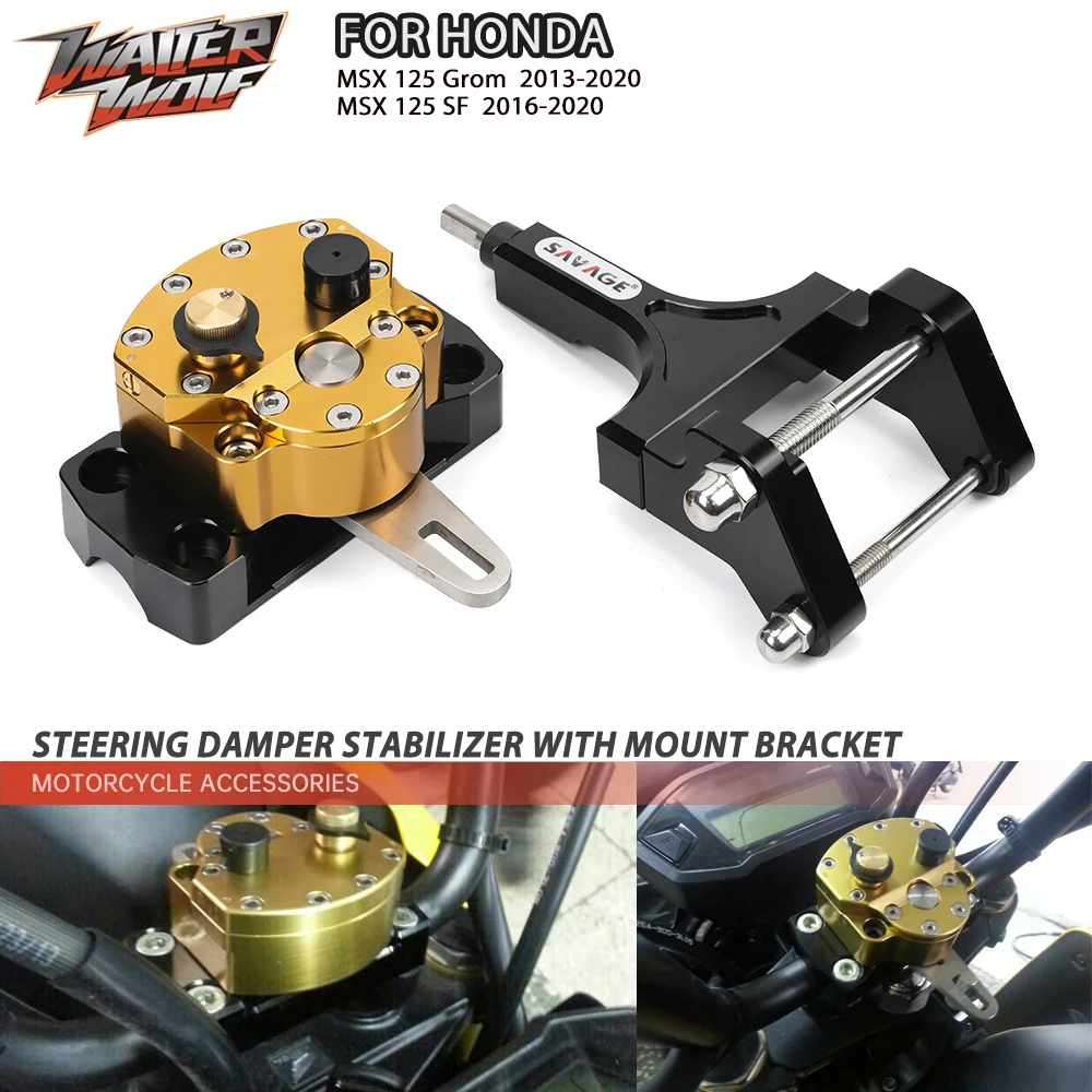 

Motorcycle Damper Steering Shock Absorber For HONDA MSX 125 MSX125 Grom SF Accessories Safety Mounting Stabilizer Bracket