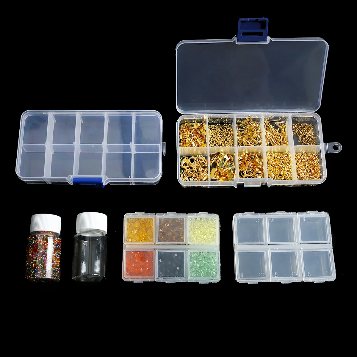 

Clear Plastic Jewelry Box Multipurpose Plastic Tool Box Multi-size Adjustable Beads Earrings Jewelry Storage Square/Round Box