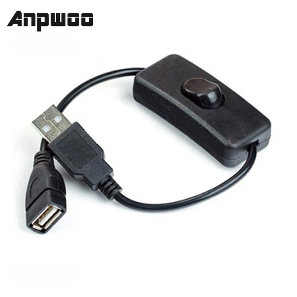ANPWOO 28cm USB Cable with Switch ON/OFF Cable Extension Toggle for USB Lamp USB Fan Power Supply Line Durable HOT SALE Adapter