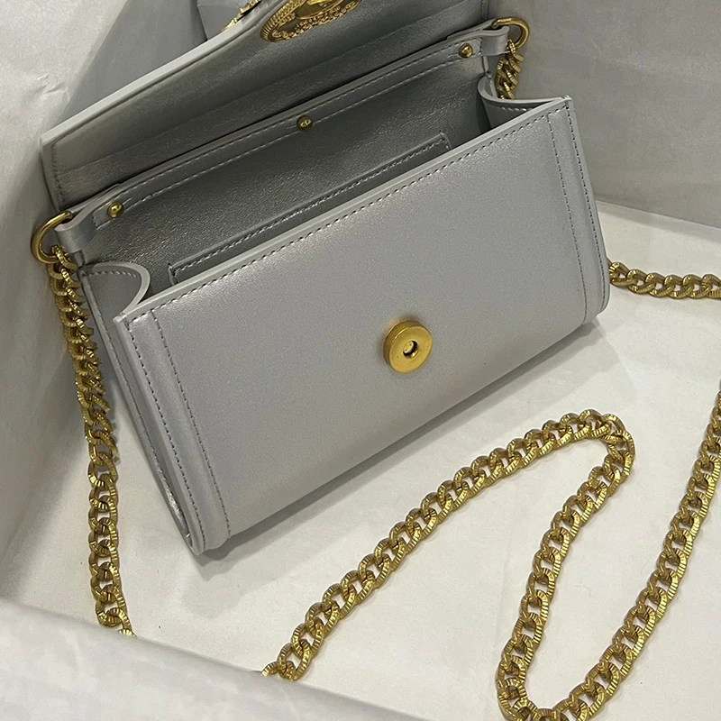 TOP Women's One Shoulder Wrap Leather Hand Chain Bag Fashion Casual Handbag Large Metal Buckle Crossbody Bag Ladies Party Wallet