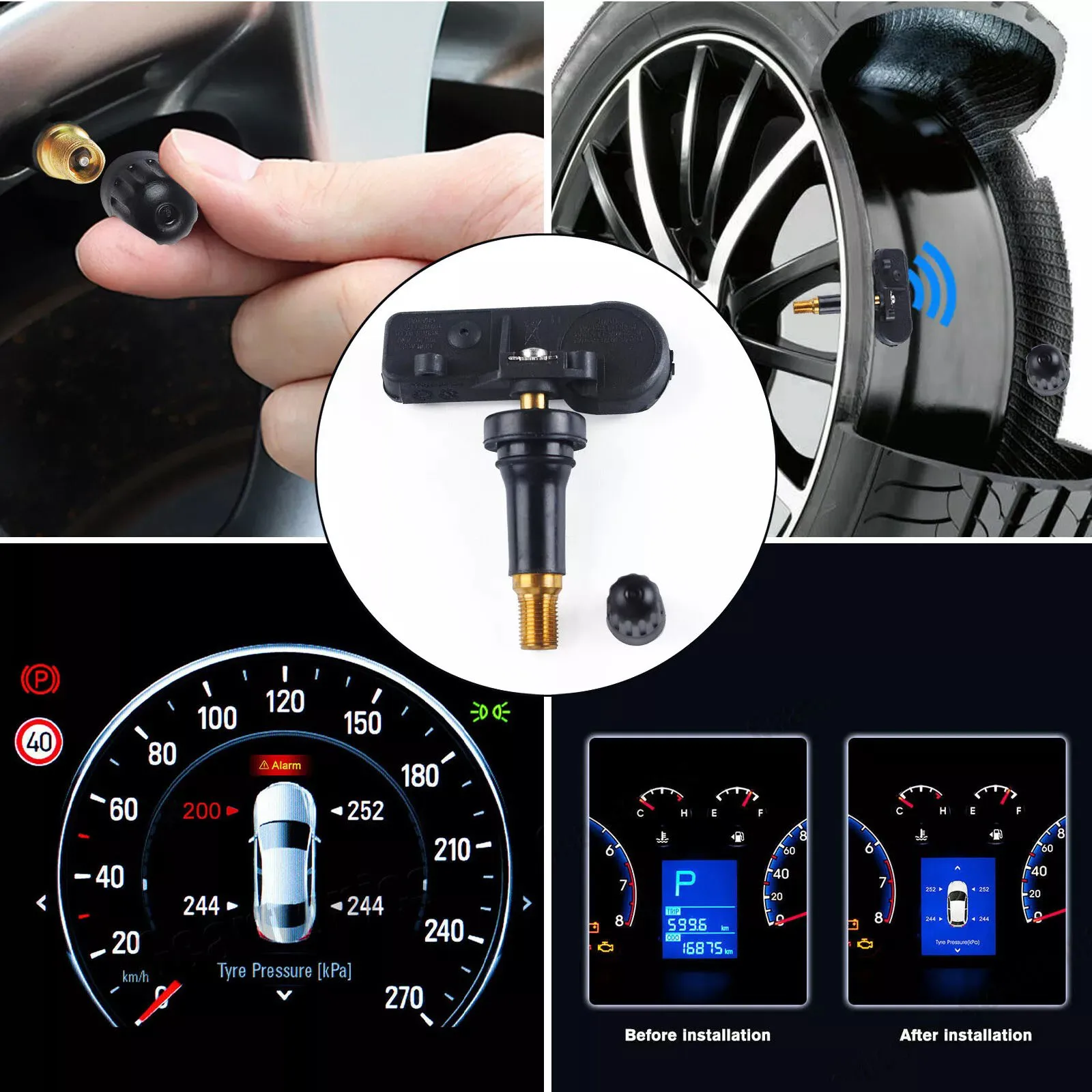 Комплект из 4 датчиков TPMS 433 МГц для Hyundai Kona, Elantra, Santa Fe, Kia Sportage, Sorento, Optima (датчики давления в шинах) 52933-D4100, 52933-D9100 (art.: 3920dbdc2f4c7) - 3920dbdc2f4c7