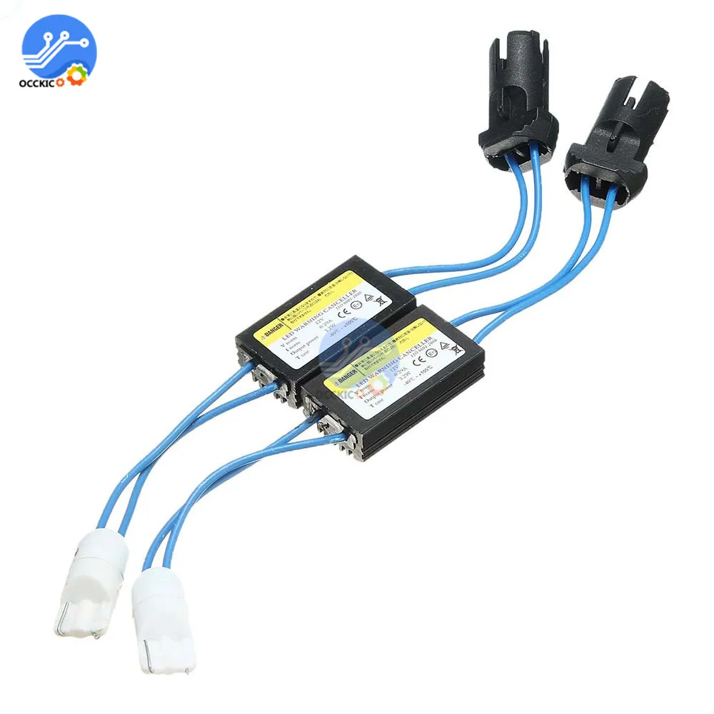 

2PCS T10 12V Canbus Cable LED Warning Canceller Decoder 501 T 10 W5W 192 168 Car Lights Error Load Resistor