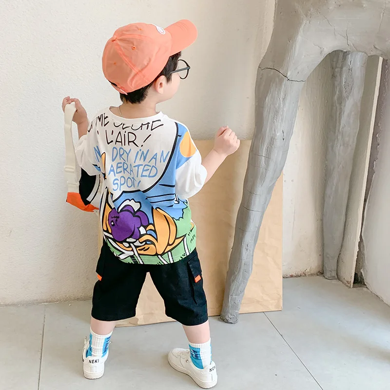 

Baby short sleeve T-shirt men's children's wear 2021 summer children's Korean version of half sleeve boys' foreign round neck
