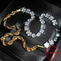 hoyon color matching necklace creative two color electroplating necklace high carbon diamond bracelet s925 silver color jewelry