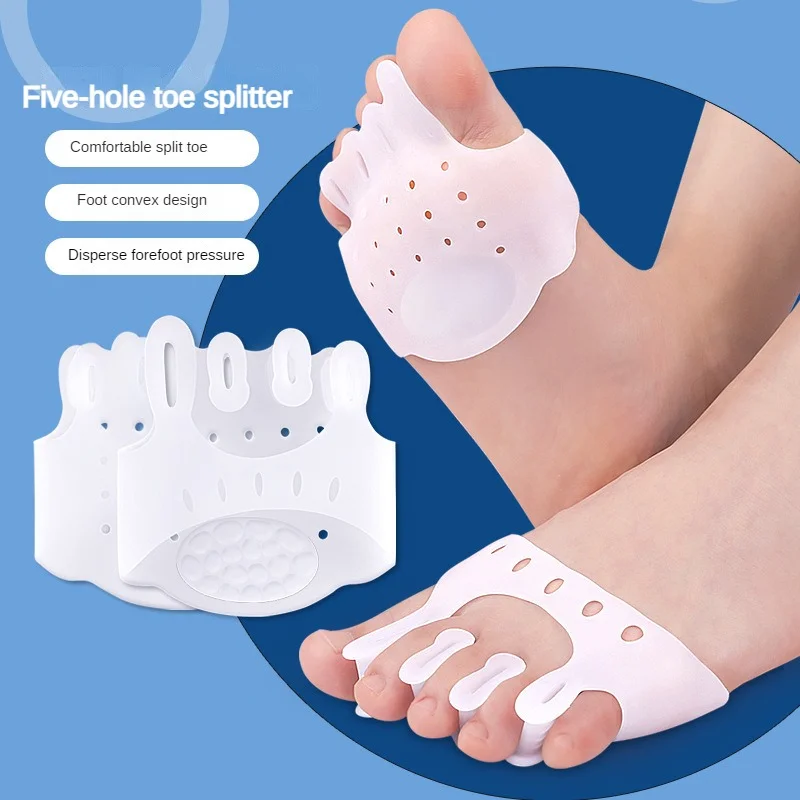 

Silicone Five-hole Toe Divider Thickening Breathable Shock Absorbent Liners Slow Pressure Massage Front Pad Toe Valgus Orthosis