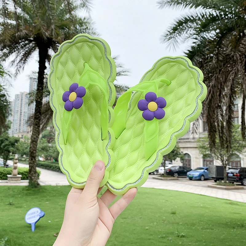 

Casual Flats Flower Beach Women Flip Flop 2022 Summer Platform Sweet Walking Female Slipper Outside Sandals Women Shoes Slides