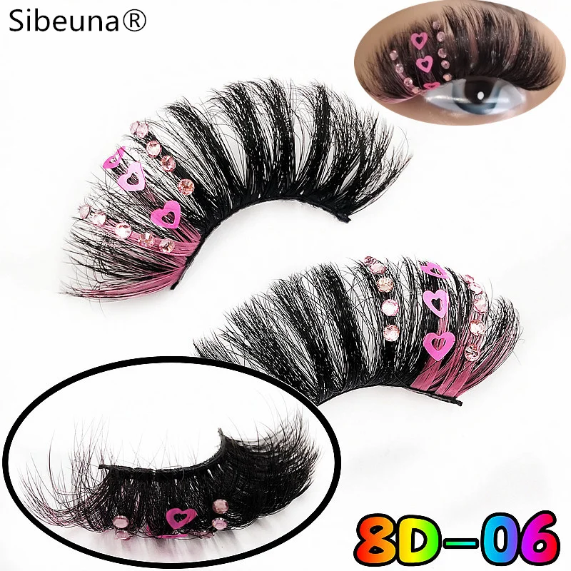 

NEW 8D Diamond Glitter Lashes Faux Mink 25MM Fluffy Color Streaks Cosplay Party Makeup Beauty Eyelashes Wholesale Supplier