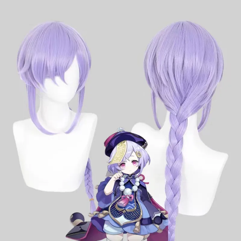 Парик для косплея по мотивам аниме Genshin Impact Qiqi, парик с замороженными зомби обратно в ночь Хэллоуина, длинный парик для косплея, одиночная ко...