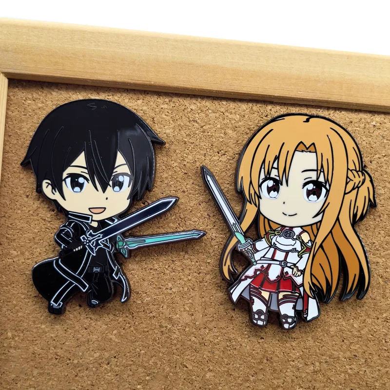 Фото Аниме Sword Art Online Металлические значки Кирито Асуна Булавки Манга SAO Броши Рюкзак Сумка Одежда Лацкан ACG Косплей Игрушка Подарочный Декор №1