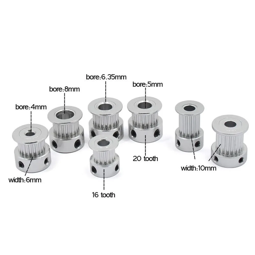 

2PC GT2 Timing Pulley Wheel 16 Tooth 2GT 20 Teeth Bore 5mm 8mm Synchronous Wheels Gear Width 6mm Aluminum for 3D Printer Parts