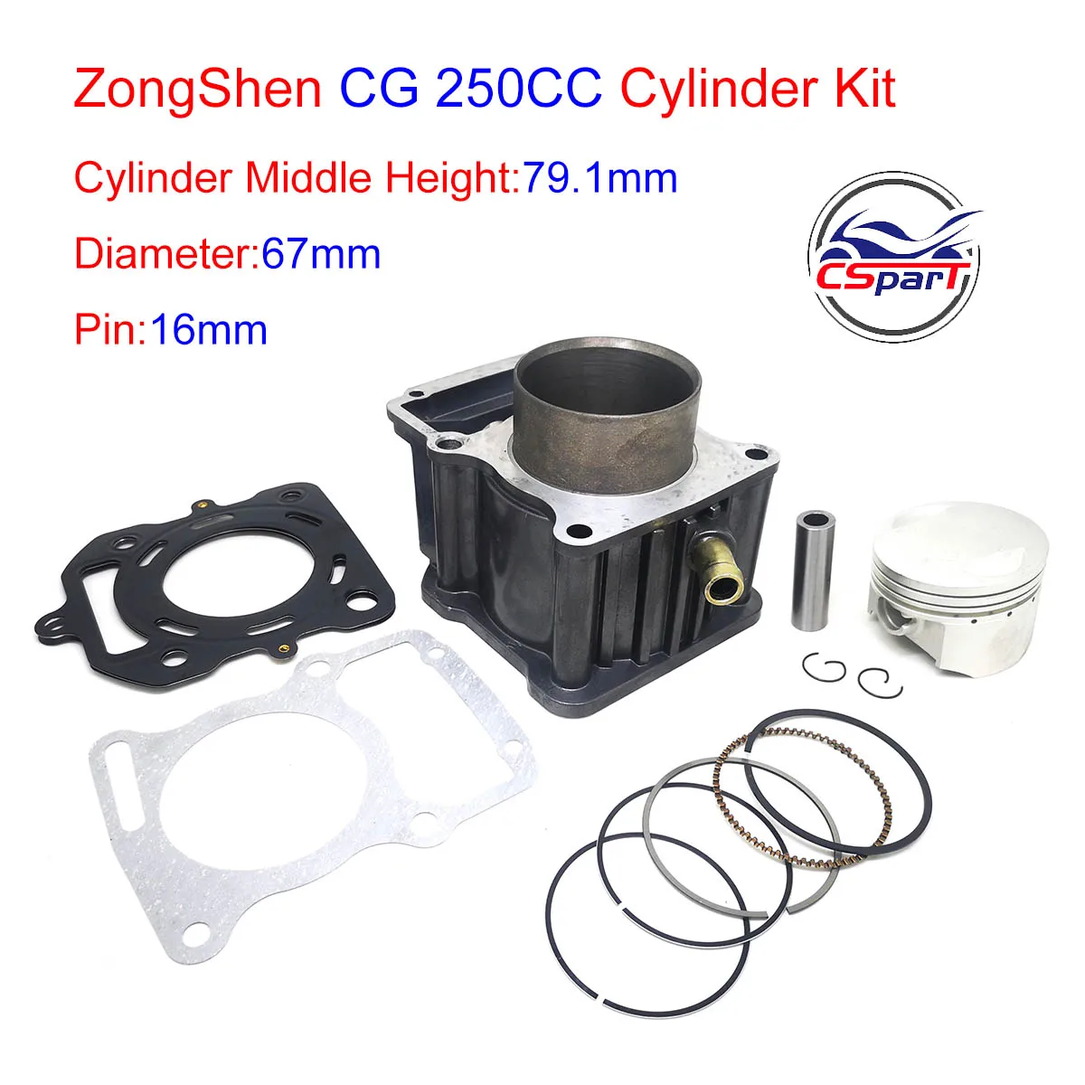 67mm Cylinder Piston Ring Gasket Kit Water 250CC Zongshen Shineray Bashan Taotao  Dirt Bike Pit  ATVs Quad