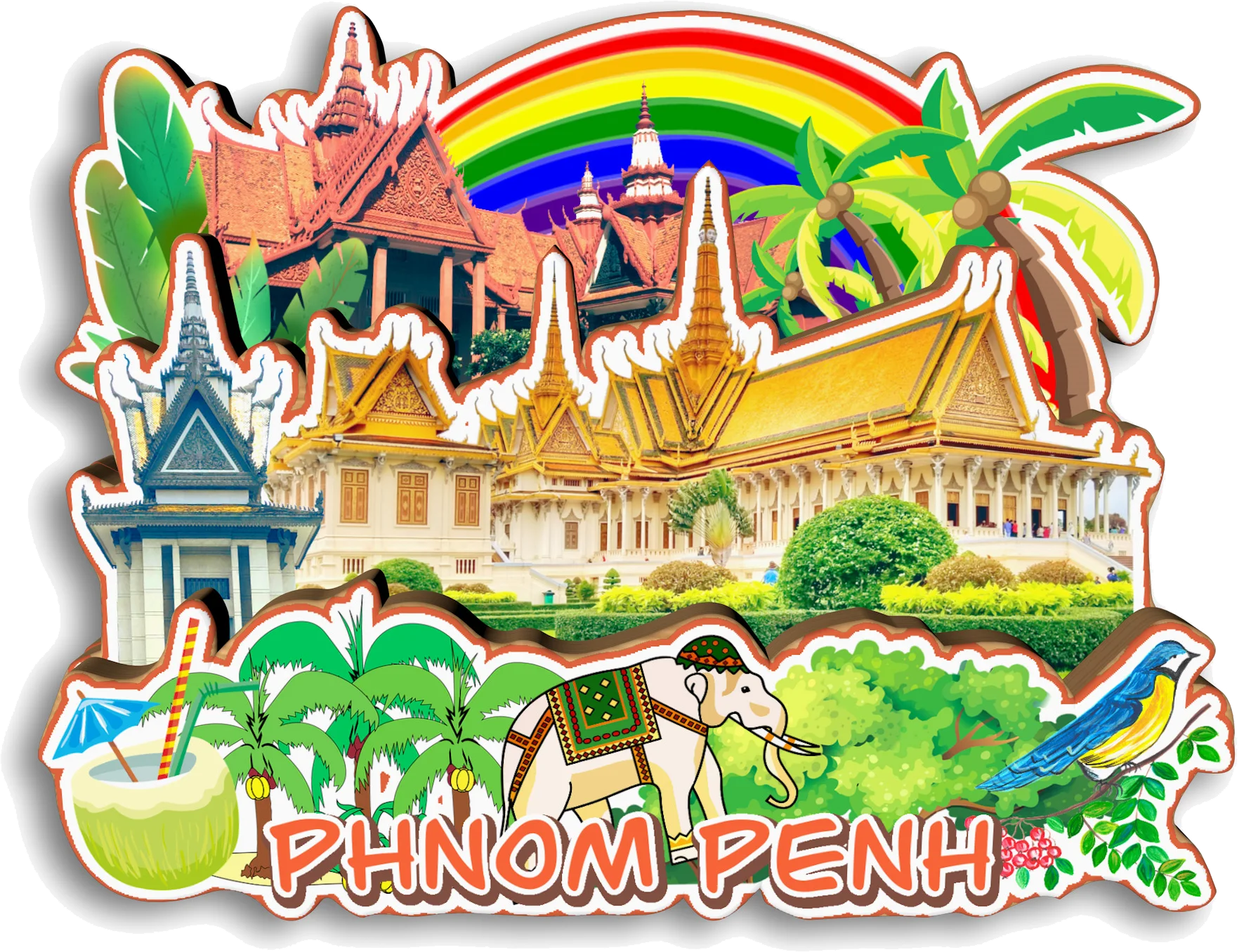 Фото Phnom Penh Siem Reap Sihanoukville Battambang K 20:00 Kampot Cambodia Магнит на холодильник Путешествия Сувенир Подарок Декоративные ручной работы №2