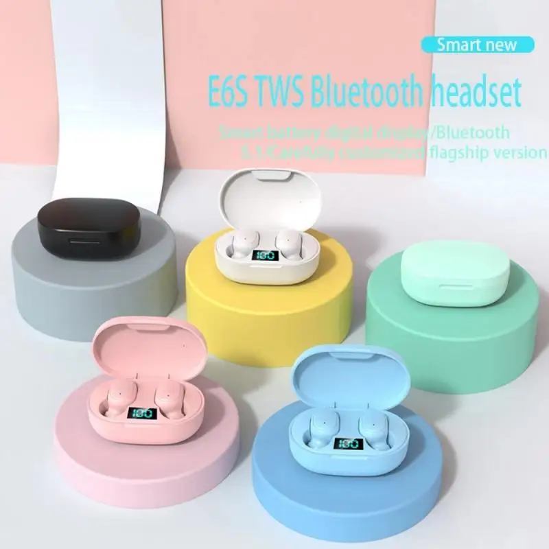 

E6S TWS Wireless Bluetooth-Compatible Earphones 6D Stereo Headsets With Microphone Noise Cancelling Waterproof Sports Earbuds