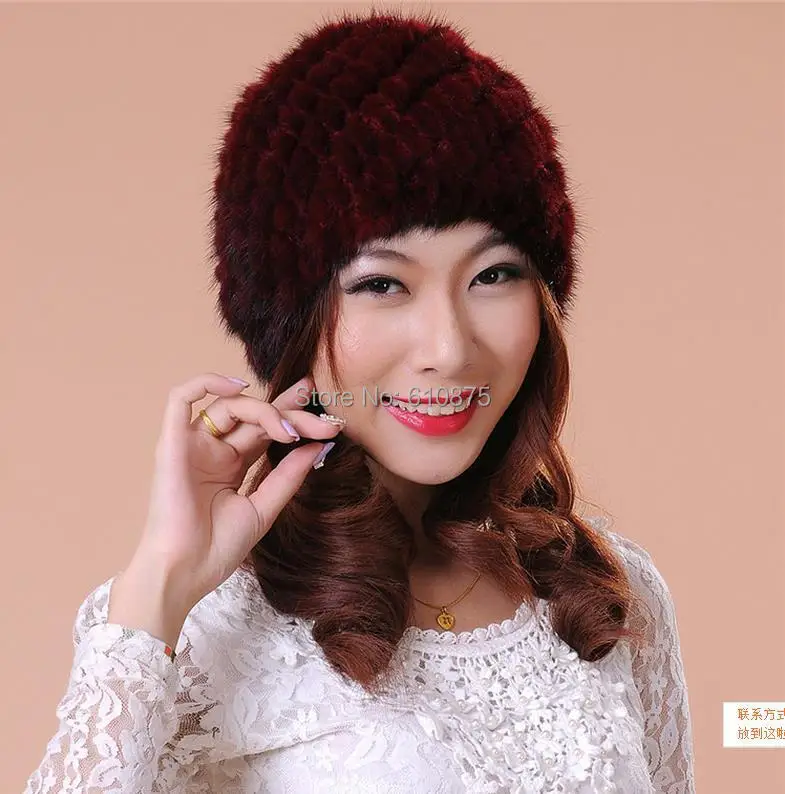 

Лидер продаж, женские зимние защитные шапки из 100% меха норки, Женские Осенние эластичные Толстые Шапочки, шапочки, теплые шапки из лисьего м...