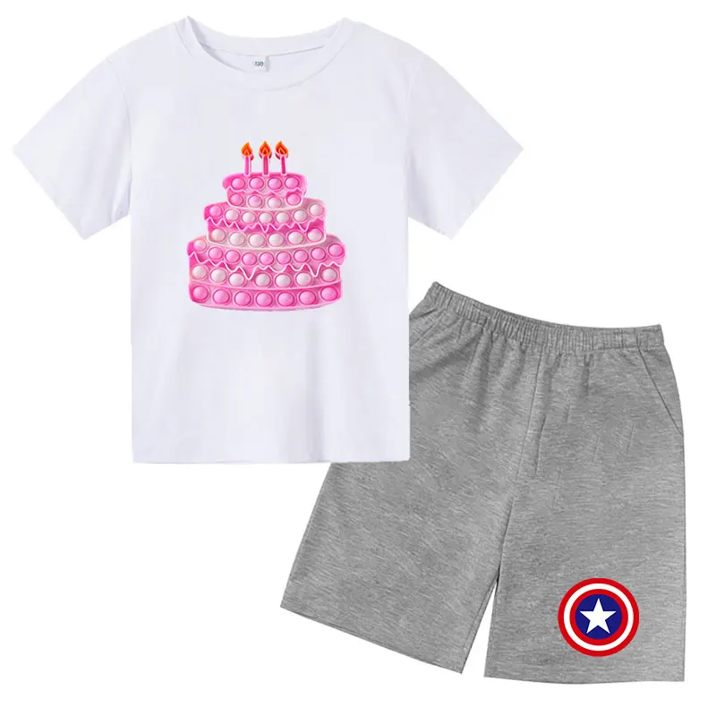 

Baby Girl Suits Happy Birthday Pattern Birthday Cake T-Shirts Baby Clothes Sets Casual Girls Baby Suits Kids Suits Clothes