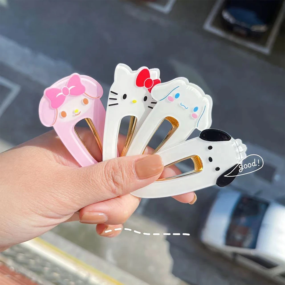 

Sanrio Hairpin Hello Kitty My Melody Kuromi Kawaii Accessories Cartoon Anime Bb Clip Card Issuance Headdress Girls Toys Gift