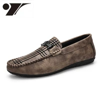 mens leather sloth leather shoes british trend versatile slip on fashion soft bottom lovers men shoes casual driving sneakers