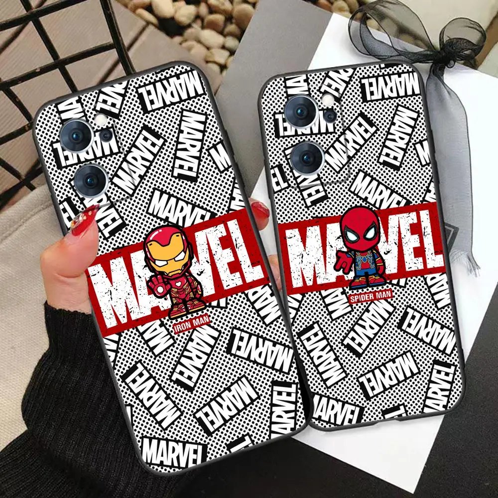 

Cartoon Marvel Avengers hero Phone Case For OPPO RENO 7 8 6 5 4 3 2 2F Funda Coque 10 PRO PLUS 4G FIND X2 X3 X5 5G TPU Case Para