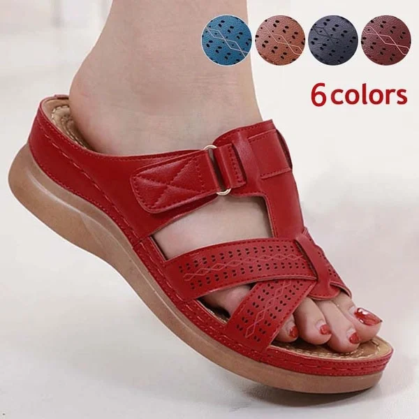 

Women Premium Orthopedic Open Toe Sandals Female Slippers Buckle Strap Vintage Anti-slip Breathable for Summer 35-43