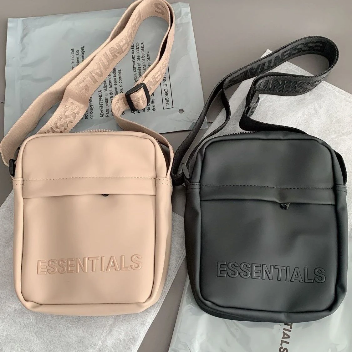 

ESSENTIALS PU Leather High Street Men's One Shoulder Crossbody Bag
