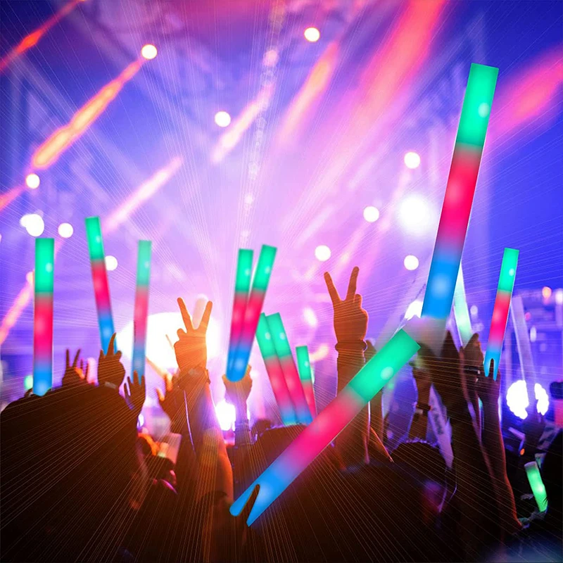 

2022 New 10/20 Pcs Foam Glow Sticks LED Bulk Colorful Stick Glow Sticks Cheer Tube RGB Glow Light In The Dark For Party