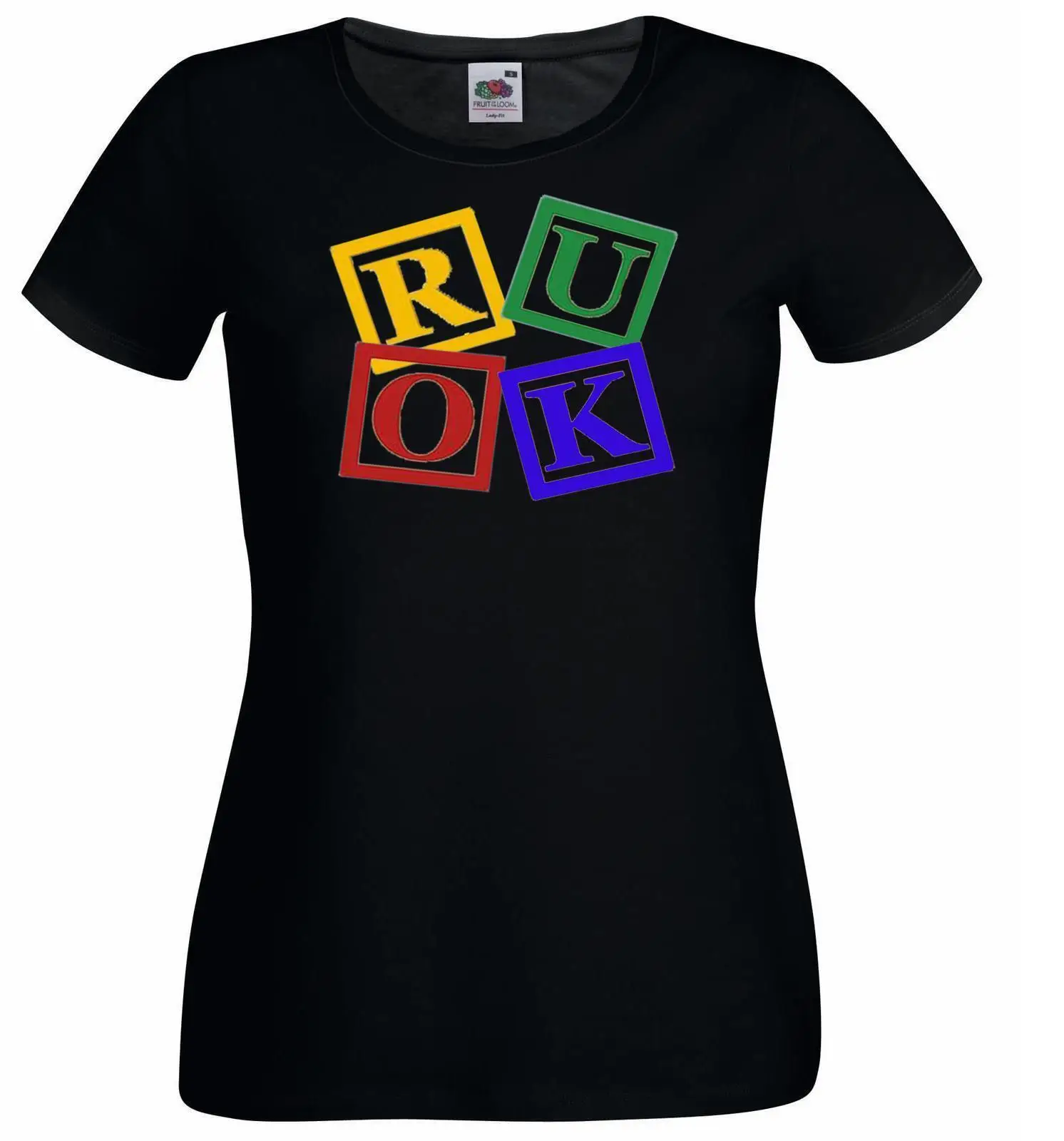 Женская Черная футболка с надписью R U OK для информирования о психическом