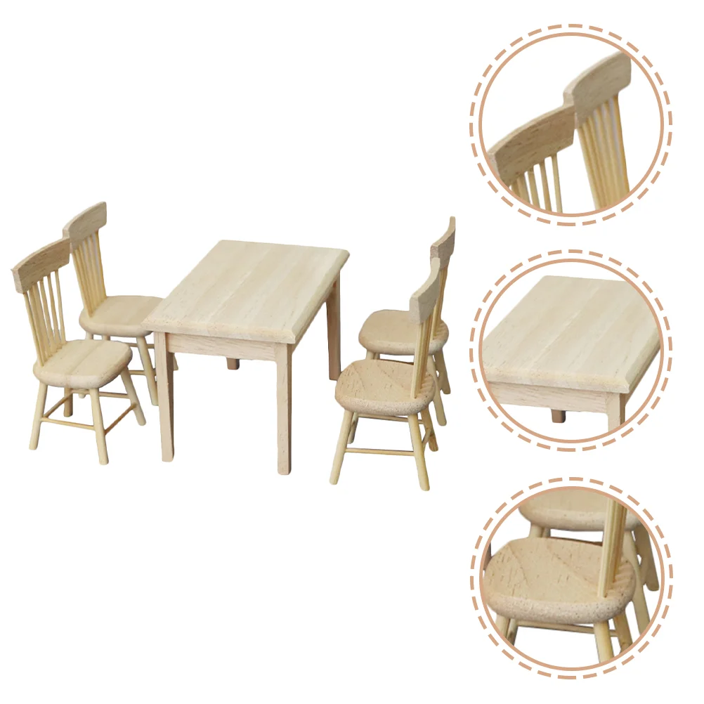 

Furniture Table Miniature Dining House Sets Mini Accessories Tiny Chair 12 Scale Wooden Kitchen Chairs Girl Play Set