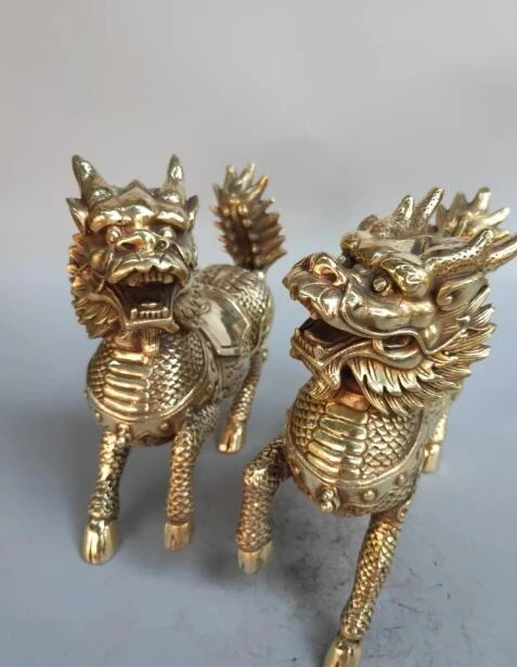 

Chinese Seiko carving pure brass kirin A pair