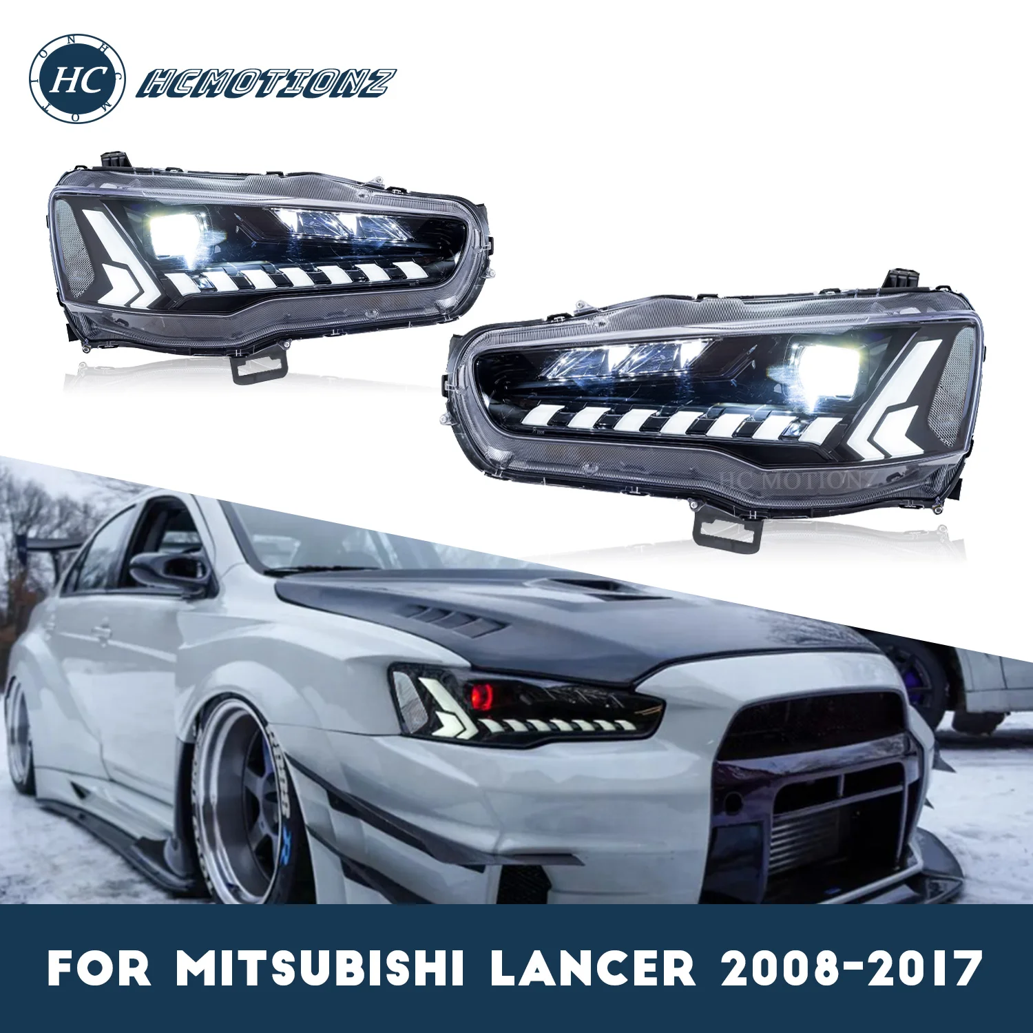 Автомобильные фары HCmotion для Mitsubishi Lancer ex evo CF/CJ 2008-2017 светодиодная передняя лампа