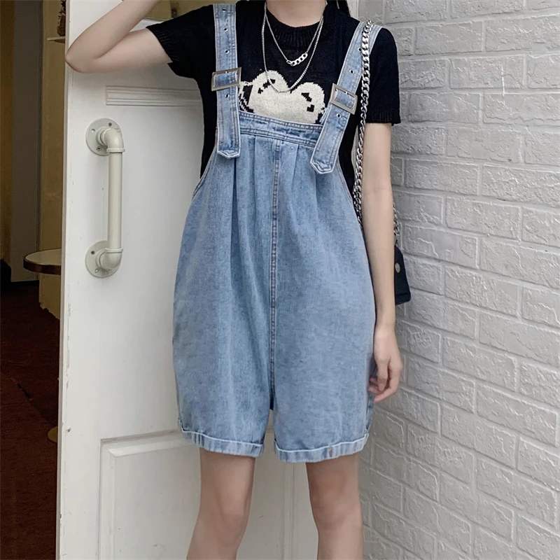 Denim suspenders Women's blue spring and summer 2023 Korean version westernized age reduction versatile new loose thin wide leg