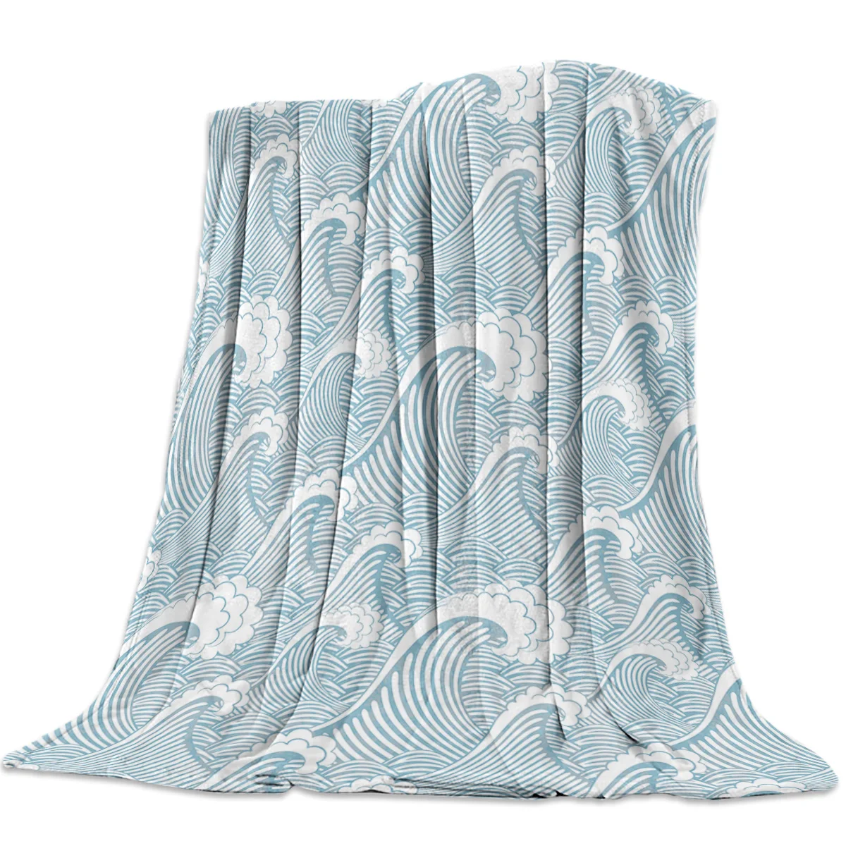 Японские морские волны Печатные Мягкие флисовые одеяла теплый диван простыни |