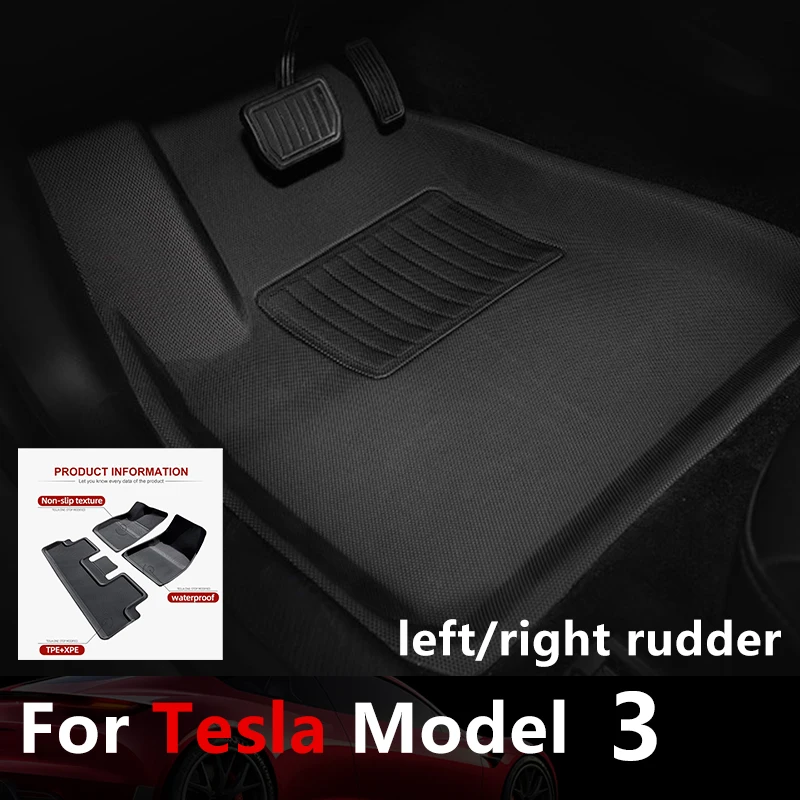 

Автомобильные коврики для Tesla Model 3 2017-2022 XPE, левый/правый руль, нескользящий водонепроницаемый коврик для любой погоды, защитный коврик
