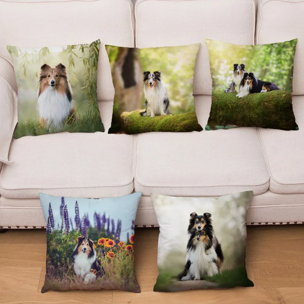 

HD Sheepdog Dogs Print Cushion Cover Super Soft Short Plush Pillow Covers 45*45 Square Throw Pillows Cases Home Decor Pillowcase