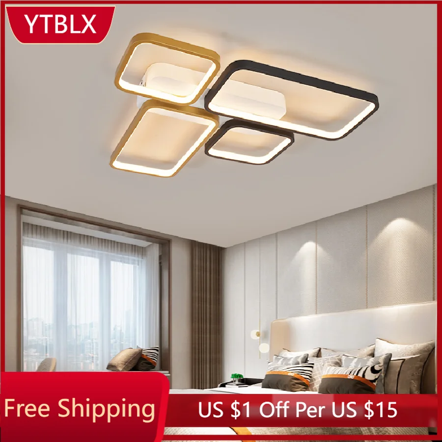 

Black+Gold Modern led chandelier for living room bedroom studyroom remote controller dimmable ceiling chandelier light AC90-260V