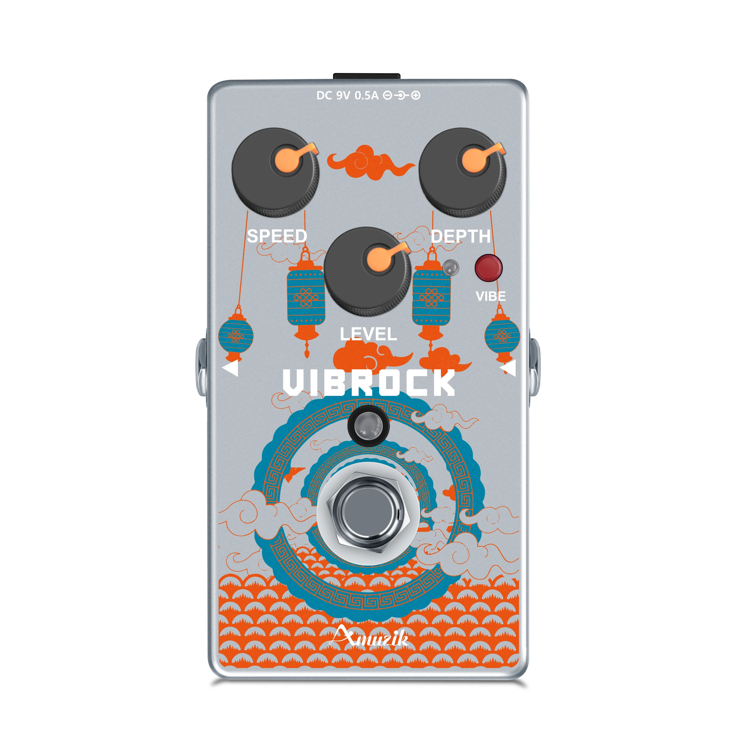 Amuzik Vibrock Chorus&Tremolo Guitar Multi-Effect Pedal True Bypass Working On Both DC 9V Adaper &  Battery For Outdoor Play enlarge