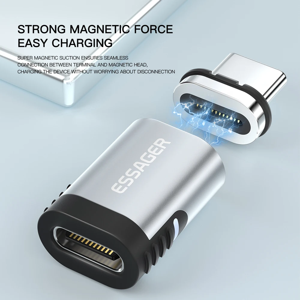 Магнитный адаптер Essager 100 Вт 24 контакта USB Type C PD 3 0 кабель быстрой зарядки
