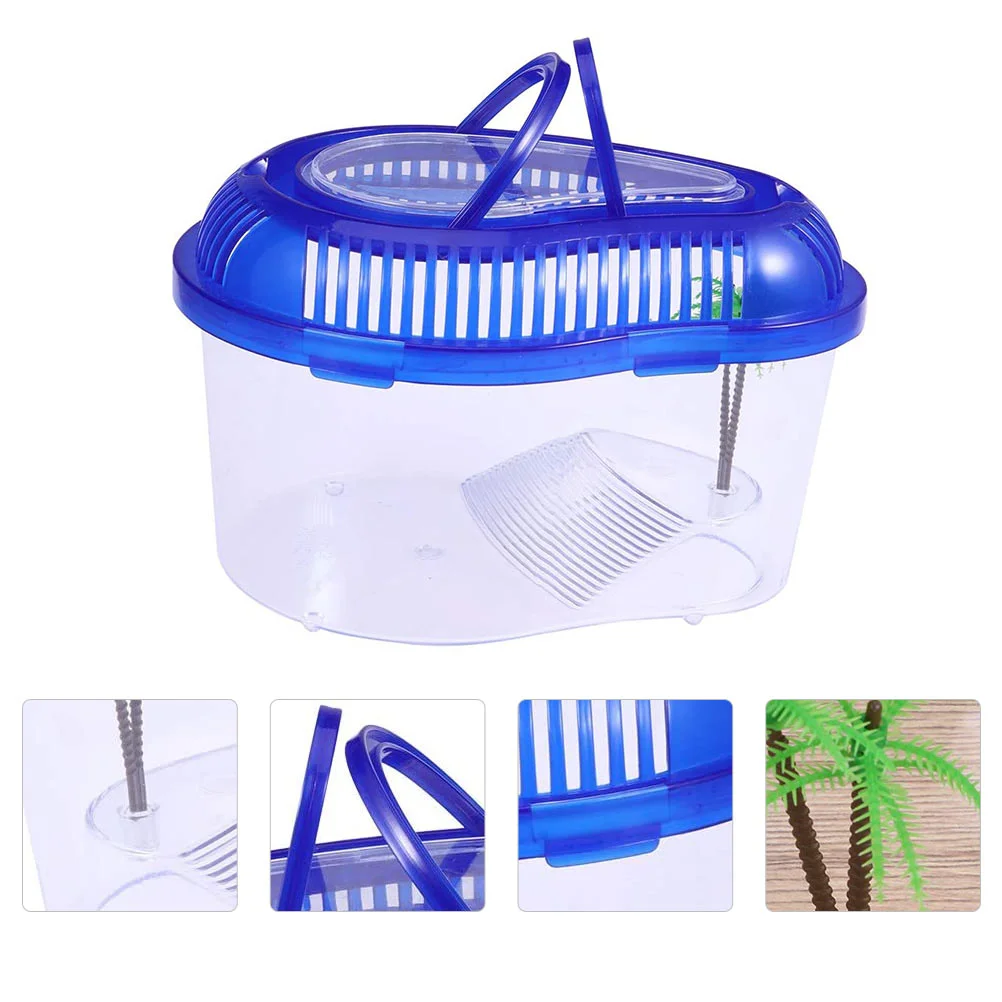 

Turtle Tank Turtle Live Breeding Box Transparency Turtle Container with Handle Cover Reptile Aquarium Tank Drying Platform- Size