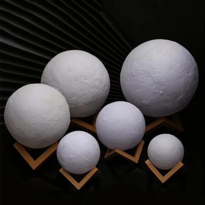 3D Print Moon Lamp 8/10/12/15CM LED Night Light With Stand Battery Powered Soft Lighting Creative Bedroom Decor Lover Kids Gift images - 6