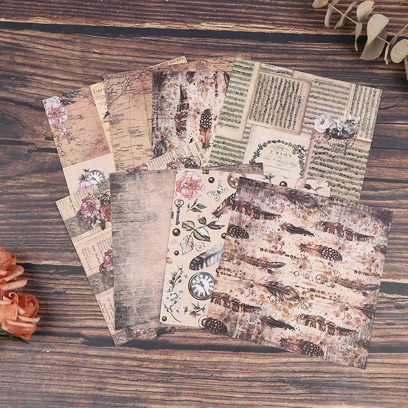 

24 Sheets 6" X6" Feather Vintage Paper Scrapbooking Pattern Paper Pack Handmade Craft Paper Background Pad Card