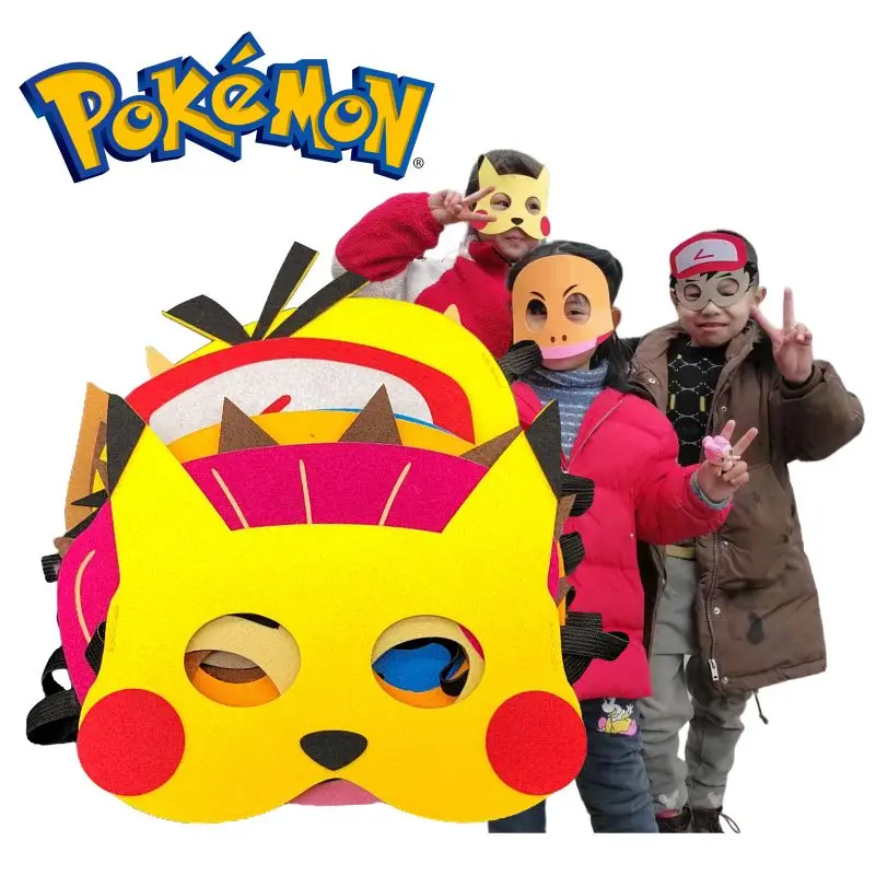 4-12Pcs Pokemon Halloween Felt Mask Anime Cosplay Pikachu Eye Mask Birthday Party Decoration Dress Up Masquerade Party Supplies