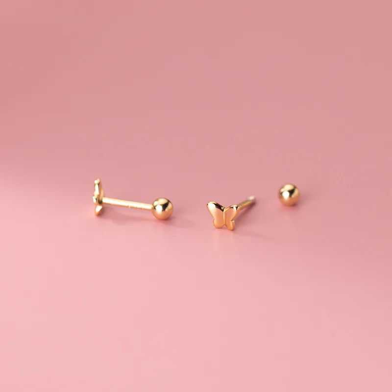 

La Monada Womens Earrings Silver 925 Butterfly Ear Piercing 925 Silver Earrings For Women Nut Screw Silver Stud Earrings Small