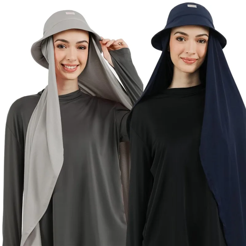 

Новинка, мусульманская женская панама с шифоновыми хиджабами, летняя спортивная Кепка с шифоновым хиджабом, готовый к ношению, мгновенный хиджаб, мусульманский головной платок