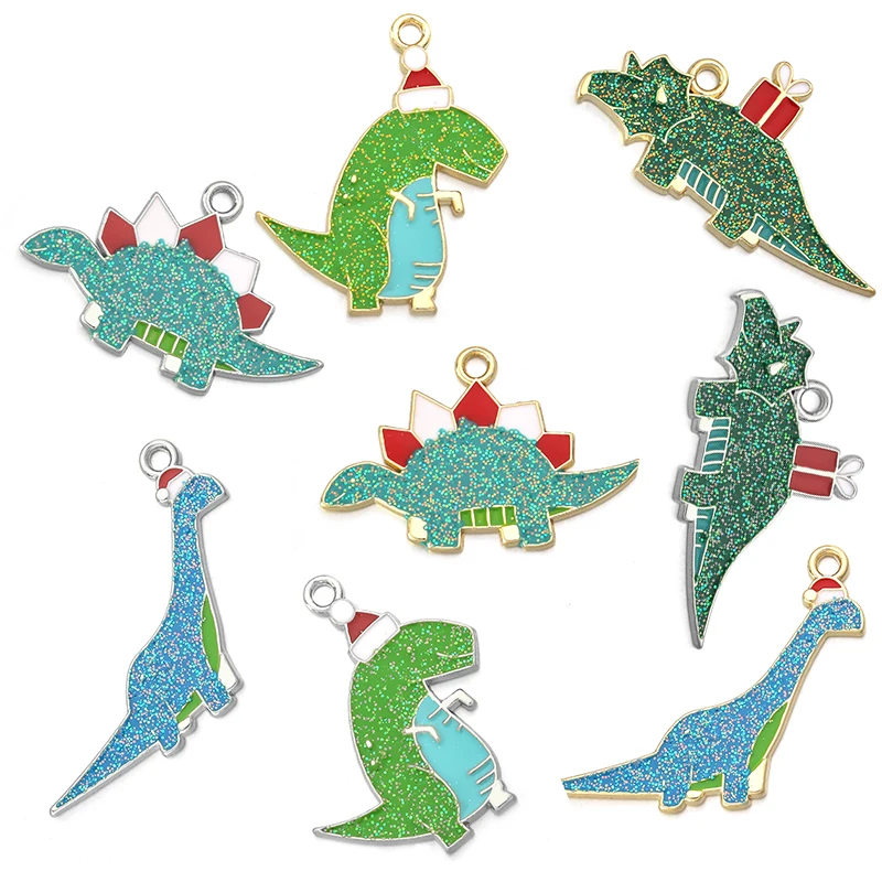 10pcs/lot Enamel Charms Pendant Dinosaur Alpaca Ornament For Jewelry Making DIY Bracelet Keychain Earring Accessories Christmas - купить по