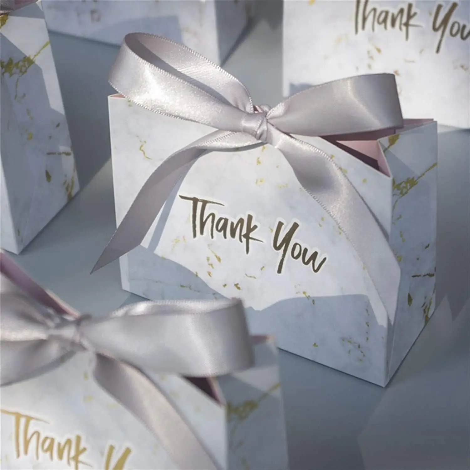 

Small Thank You Gift Bags Packaging Grey Marble Paper Bag Wedding Party Favor Bags Candy Boxes Paper Chocolate Boxes Package